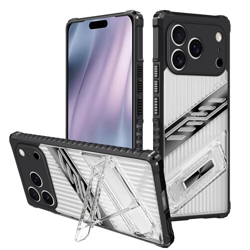 F�r Apple iPhone 17 Pro Plating PC TPU Hybrid Halter H�lle Schwarz