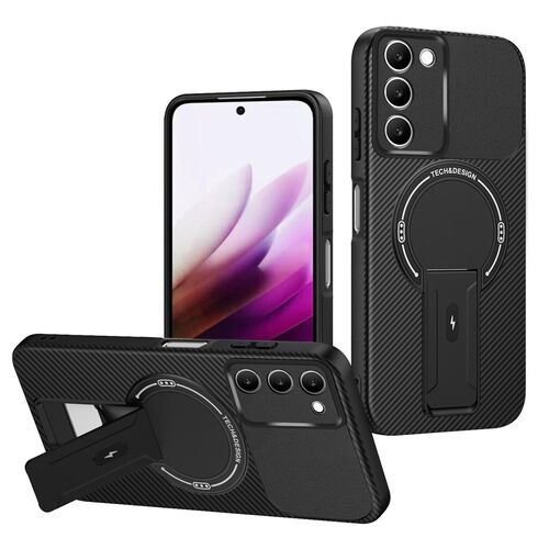 F�r Xiaomi Redmi 15 5G / 4G MagSafe Carbon Textur Schutz H�lle Schwarz