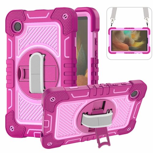 F�r Samsung Galaxy Tab A11 360 Grad Silikon Schutz H�lle Griff Pink