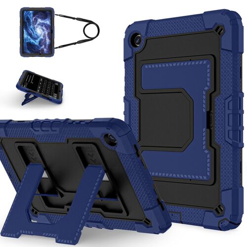 F�r Samsung Galaxy Tab A11 Plus Silikon Hybrid PC Holder H�lle D-Blau
