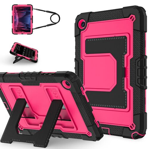 F�r Samsung Galaxy Tab A11 Plus Silikon Hybrid PC Holder H�lle Pink