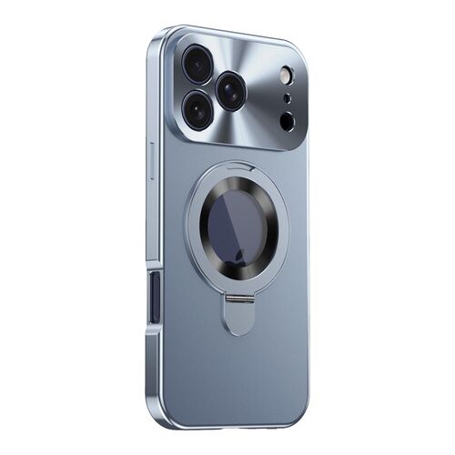 F�r Apple iPhone 17 Pro Privacy Glas Metall MagSafe Halter H�lle Blau