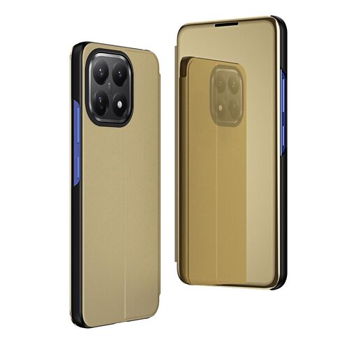 F�r Xiaomi 15T Kunstleder View Spiegel Wake UP Smart H�lle Gold