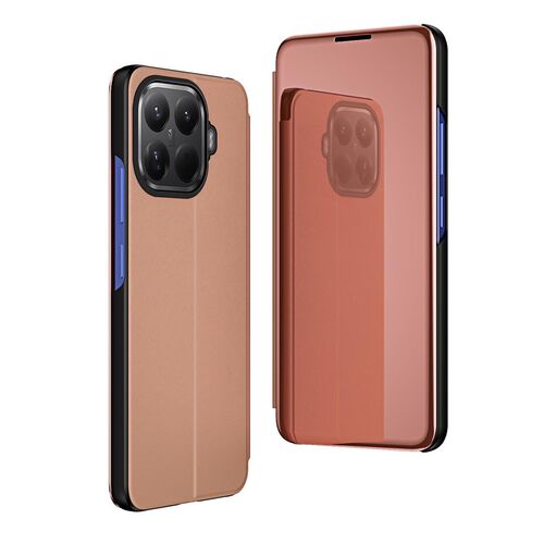 F�r Xiaomi 15T Pro Kunstleder View Spiegel Wake UP Smart H�lle Pink