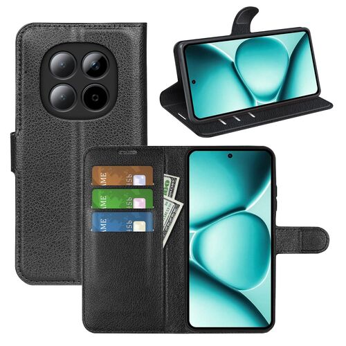 F�r Xiaomi Redmi Note 15 Pro 5G Kunstleder Book Wallet H�lle Schwarz