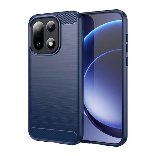 F�r OnePlus 15 Carbon Fiber Brushed Design TPU Schutz H�lle Blau