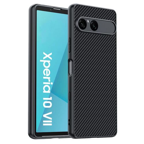 F�r Sony Xperia 10 VII Kunststoff Carbon Fiber Textur H�lle Schwarz