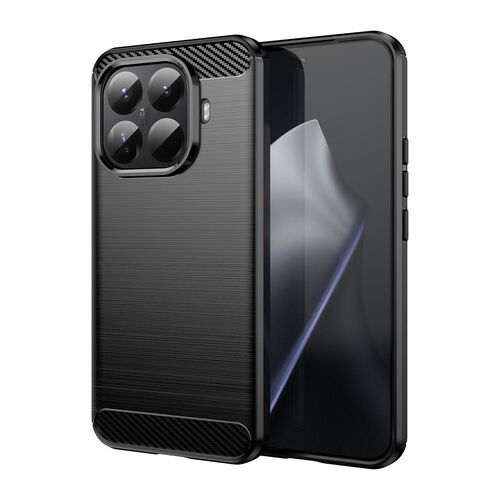 F�r Xiaomi 15T Pro 5G Carbon Brushed Design TPU Schutz H�lle Schwarz