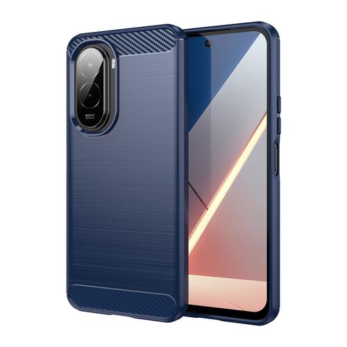 F�r Xiaomi Poco M7 4G Carbon Brushed Design TPU Schutz H�lle Blau