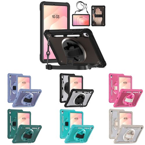 H�lle f�r Samsung Galaxy Tab Modelle 360 Grad Ring mit Handgriff & Schultergurt