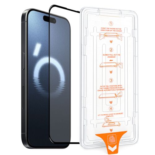 F�r Apple iPhone 16 Pro SnapFit 9H Glas Schutzglas Installationshilfe