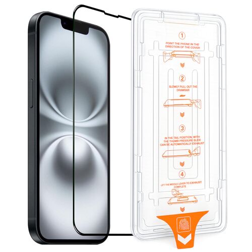 F�r Apple iPhone 16e SnapFit 9H 3D Glas Schutzglas Installationshilfe