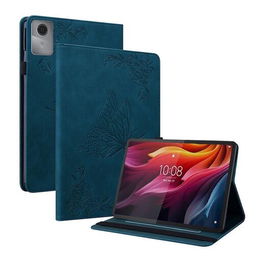 F�r Lenovo Idea Tab 11 Schmetterling Design Kunstleder Tasche Blau