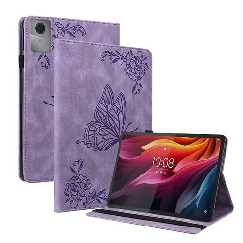 F�r Lenovo Idea Tab 11 Schmetterling Design Kunstleder Tasche Lila