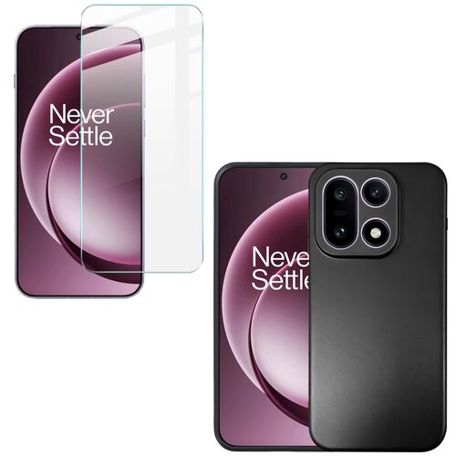 F�r OnePlus 15 2 in 1 Set TPU Schutz H�lle + 9H Schutzglas Schwarz