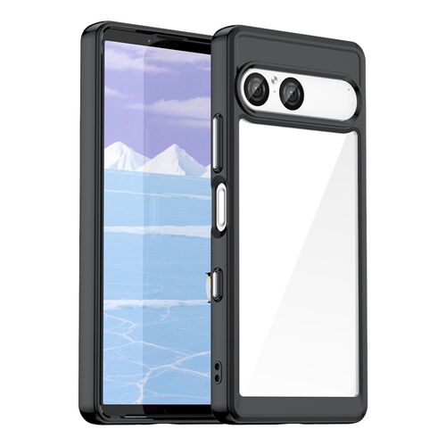 F�r Sony Xperia 10 VII Colorful Series TPU Acryl Schutz H�lle Schwarz