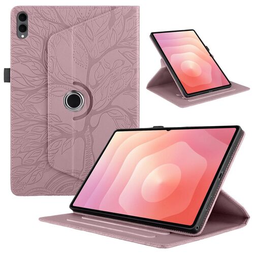 F�r Samsung Galaxy Tab S11 Ultra 360 Grad Baum Kunstleder Tasche Pink
