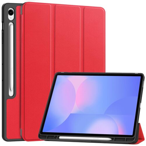 F�r Samsung Galaxy Tab S10 FE Plus 3folt Wake UP Tasche H�lle Rot