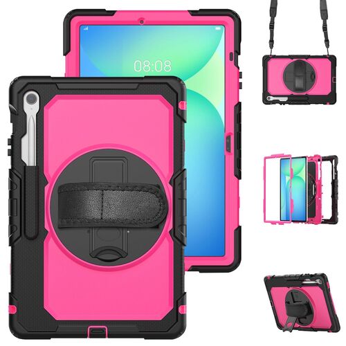 F�r Samsung Galaxy Tab S10 FE Plus H�lle Halter & Schultergurt Pink