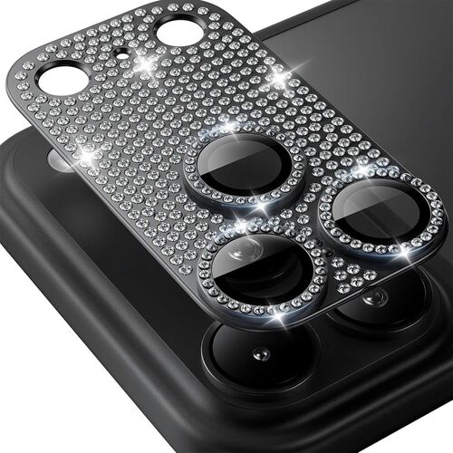 F�r Apple iPhone 17 Pro Kamera Diamant Design Schutz Metall Schwarz