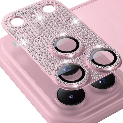 F�r Apple iPhone 17 Pro Max Kamera Diamant Design Schutz Metall Pink