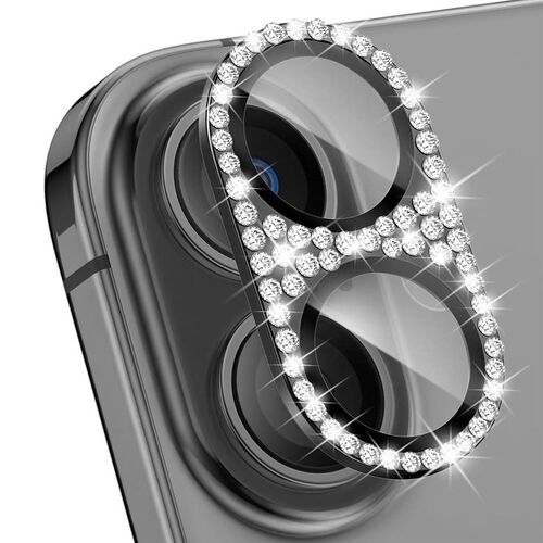 F�r Apple iPhone 17 Kamera Diamant Design Schutzglas Metall Schwarz
