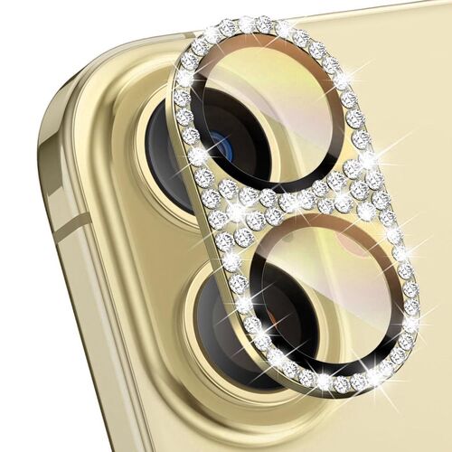 F�r Apple iPhone 17 Kamera Diamant Design Schutzglas Metall Gold