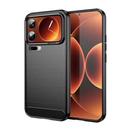 F�r Xiaomi 17 Pro Max Carbon Brushed Design TPU Schutz H�lle Schwarz