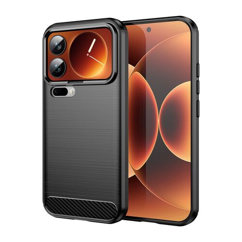 F�r Xiaomi 17 Pro Carbon Brushed Design TPU Schutz H�lle Schwarz