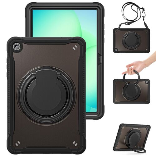 F�r Samsung Galaxy Tab A11 Plus Hybrid Ringgriff Schutz H�lle Schwarz