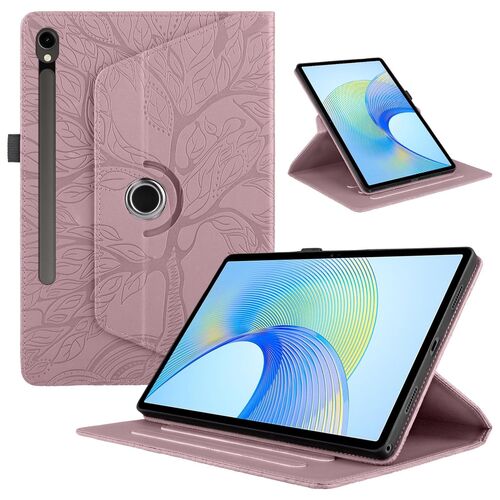 F�r Samsung Galaxy Tab S10 FE Plus 360 Baum Kunstleder Tasche Pink