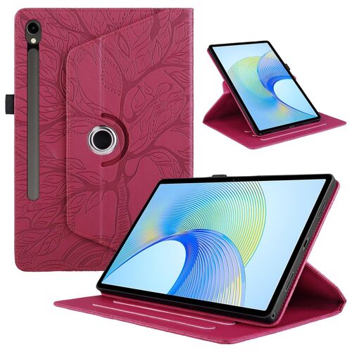 F�r Samsung Galaxy Tab S10 FE Plus 360 Baum Kunstleder Tasche Rot