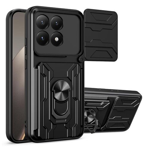 F�r Xiaomi 15T 5G Sliding Kamera Hybrid TPU PC Ring H�lle Schwarz