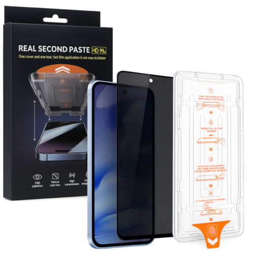 F�r Google Pixel 9a SnapFit Privacy 9H Premium Glas Installationshilfe