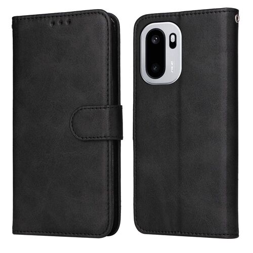 F�r OnePlus 15R / Ace 6 Classic Flip Kunstleder Wallet H�lle Schwarz