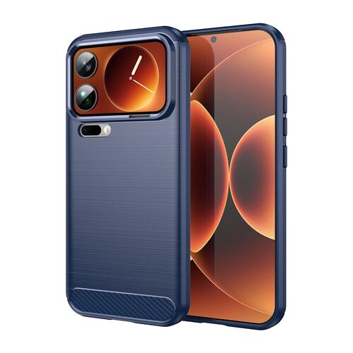 F�r Xiaomi 17 Pro Max Carbon Brushed Design TPU Schutz H�lle Blau