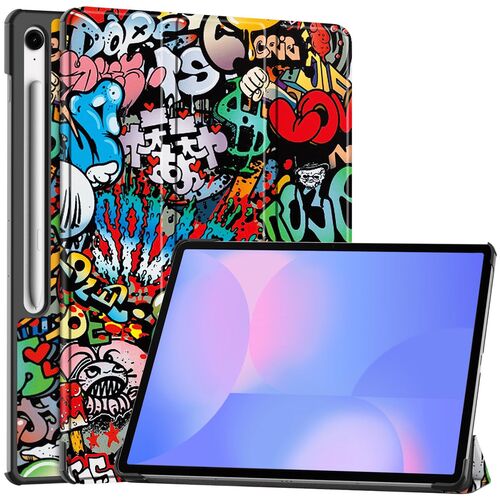 F�r Samsung Galaxy Tab S10 FE Plus 3folt Wake UP Smart H�lle Graffiti