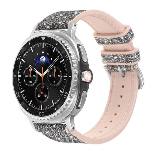 F�r Samsung Galaxy Watch 8 / 8 Classic Glitzer Silikon Leder-Optik Armband 