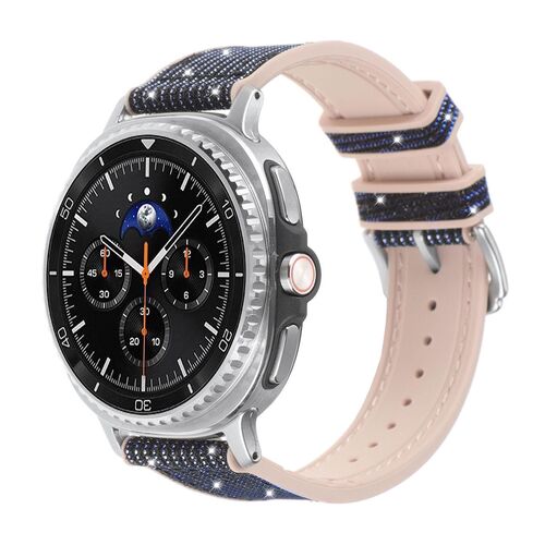 F�r Samsung Galaxy Watch 8 / 8 Classic Glitzer Silikon Leder-Optik Armband 