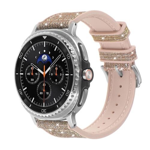 F�r Samsung Galaxy Watch 8 / 8 Classic Glitzer Silikon Leder-Optik Armband 