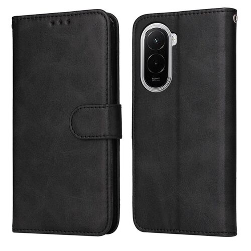 F�r Xiaomi Poco M7 4G Classic Flip Kunstleder Wallet H�lle Schwarz