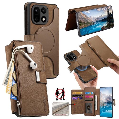 F�r OnePlus 15 CaseNeo MagSafe Kunstleder H�lle Retro Design Braun