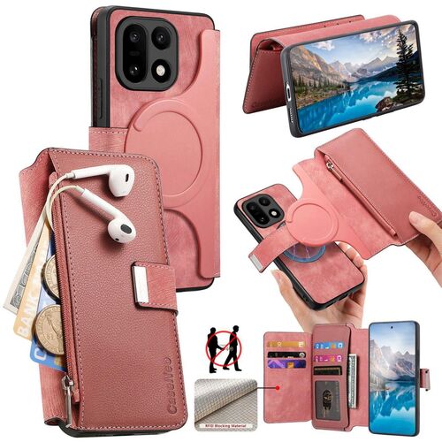 F�r OnePlus 15 CaseNeo MagSafe Kunstleder H�lle Retro Design Pink