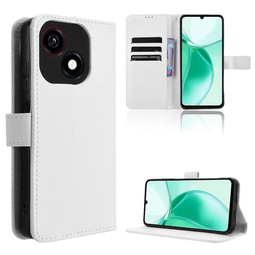 F�r ZTE Blade A35e 4G Diamant Design Wallet Kunstleder H�lle Wei�