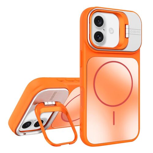 F�r Apple iPhone 17 AG Frosted TPU MagSafe H�lle mit Stand Orange