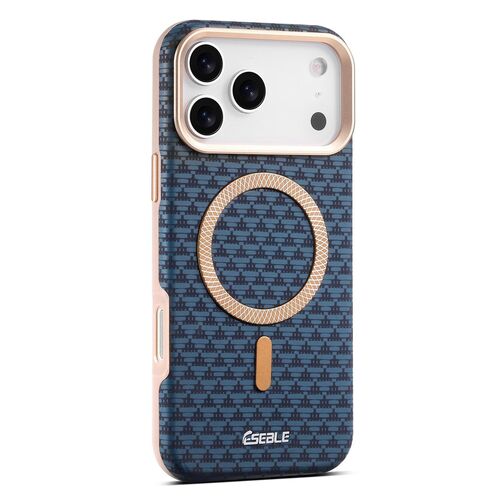 F�r Apple iPhone 17 Pro Max ESEBLE Kunstleder TPU Magnet H�lle Blau