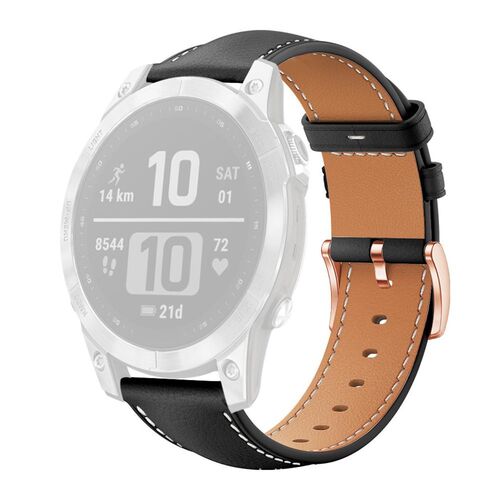 F�r Garmin Fenix 8 / 7S / 6S / 5S 22mm Kunstleder Armband Schwarz