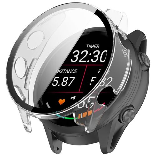 F�r Garmin Forerunner 570 47mm Kunststoff H�lle + 9H Glas Transparent