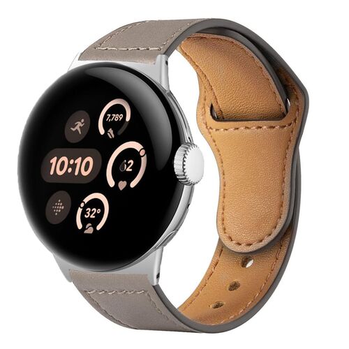 F�r Google Pixel Watch 4 / 3 45mm Leder Premium Ersatz Armband D- Grau