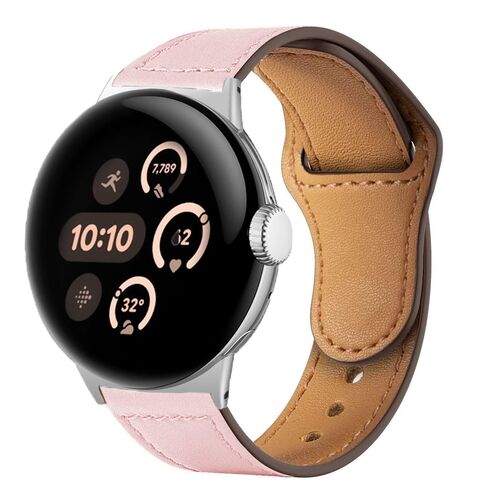 F�r Google Pixel Watch 4 / 3 45mm Leder Premium Ersatz Armband Rosa